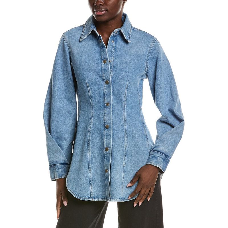 Frame Denim Womens Frame The Atelier Form Shirt, Blue